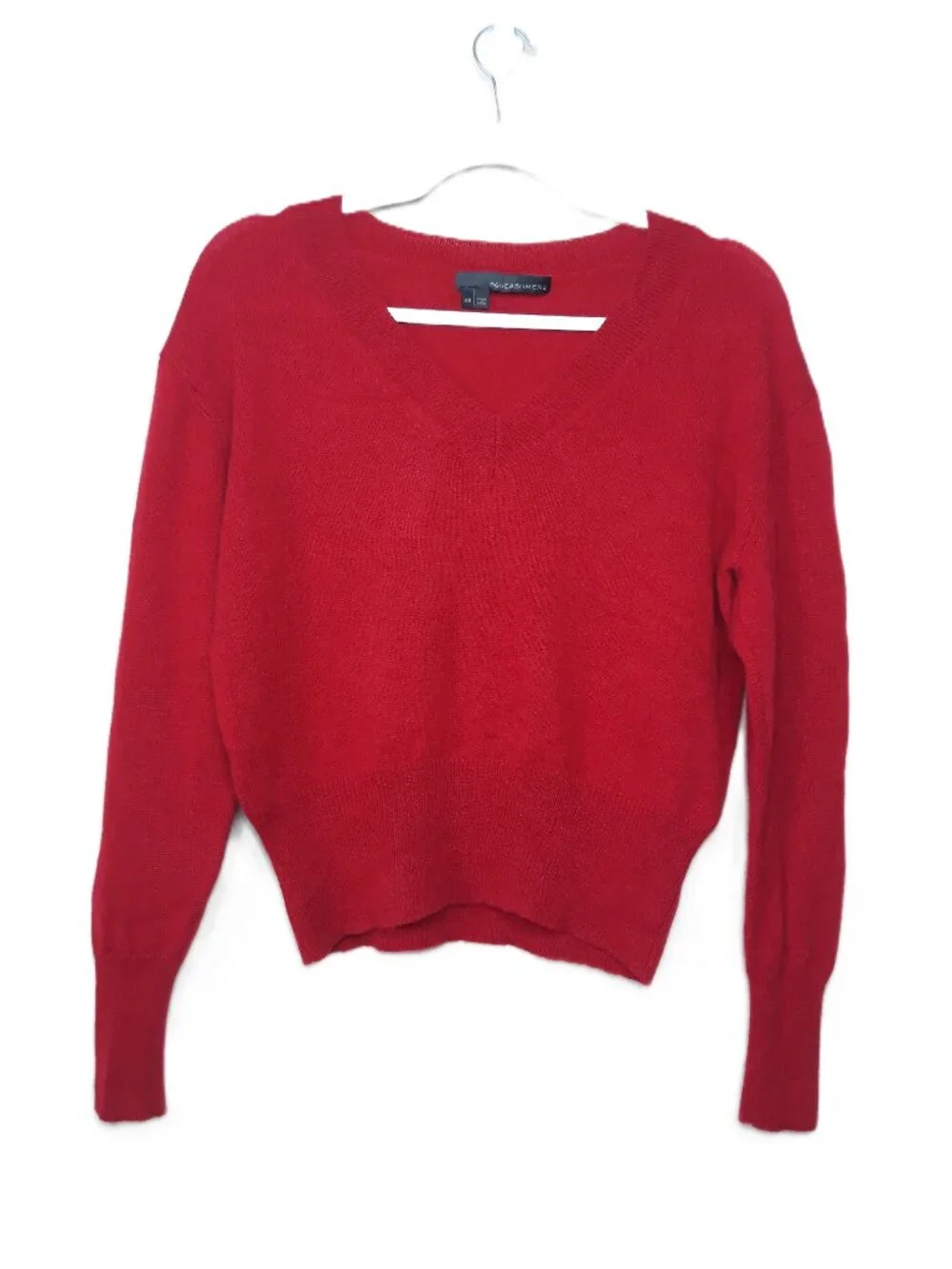 360 Cashmere Red Cashmere Sweater V-Neck XS Scandi Pop of Color